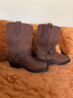 dingo Brown Leather Harness Moto Boots